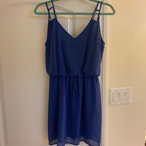 Blue mini dress with tie waist